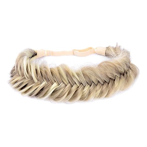 DIGUAN Wide Fishtail 2 Strands Synthetic Hair Braided Headband Classic