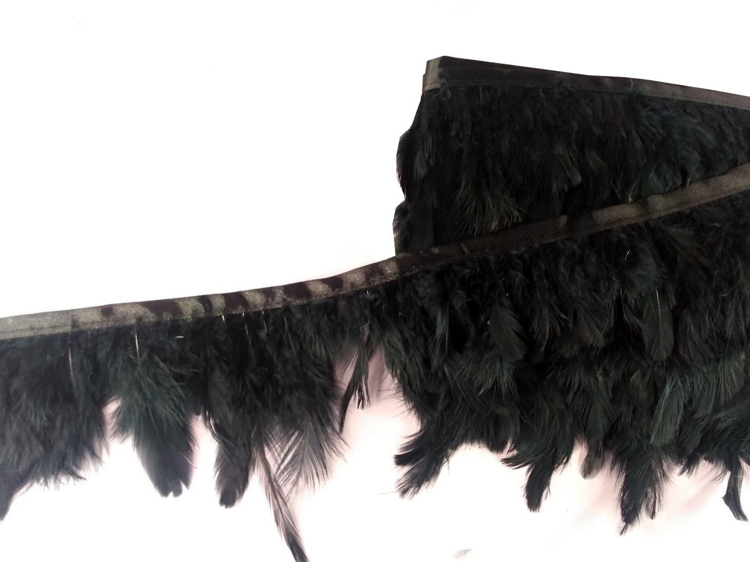 (8cm X 3 Mtr) Black Wings Feather Fur Gota Ethnic Wear Trim Lace Border Craft Material for Wedding Party Suits, Sarees, Lehengas, Dresses Embellishment Designing & Tailoring Purpose-image-5