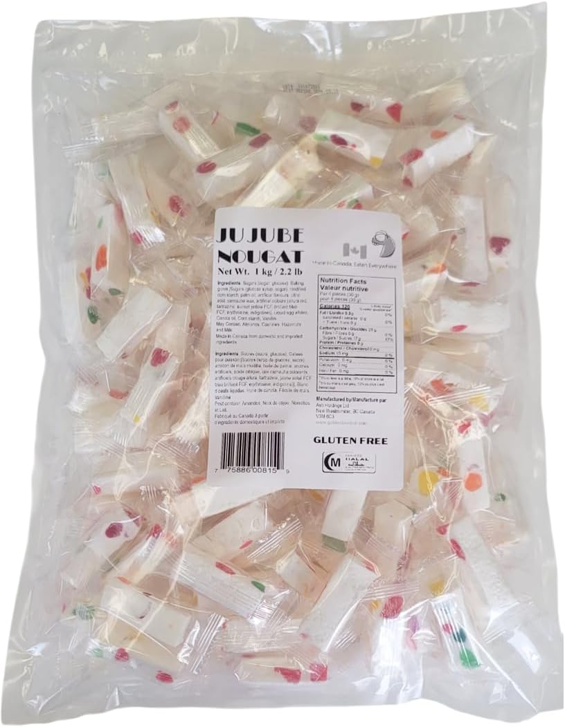 Golden Bonbon Italian Jujube Nougat Candy, Soft and Chewy With Fruity Jelly Beans Original Recipe (2.2 Lb, Original)