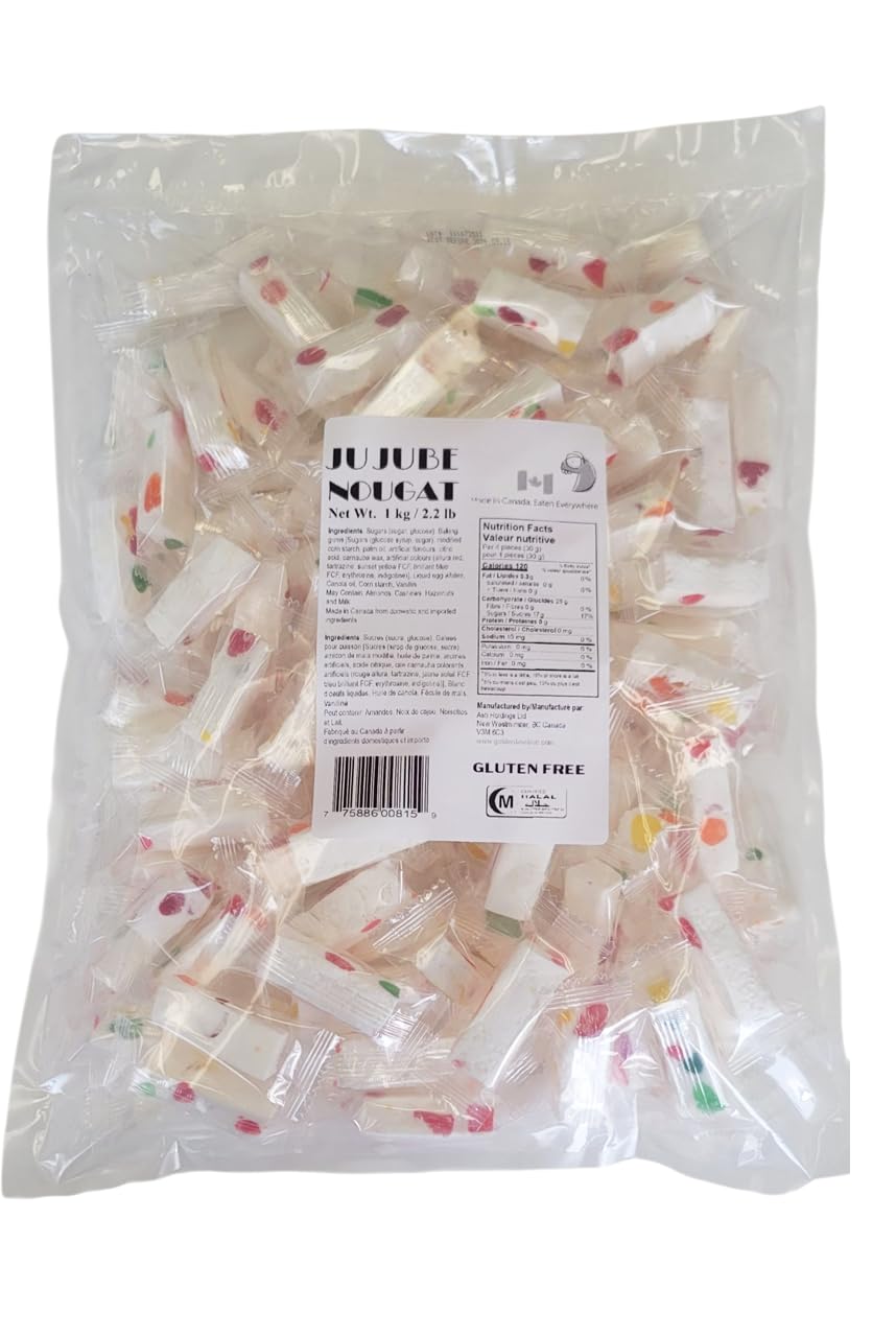 Golden Bonbon Italian Jujube Nougat Candy, Soft and Chewy With Fruity Jelly Beans Original Recipe (2.2 Lb, Original)