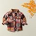 Kids Flannel Jacket Western Plaid Long Sleeve Button Down Shirts Baby Boys Girls Fall Shacket (Coffee, 6-12 Months)