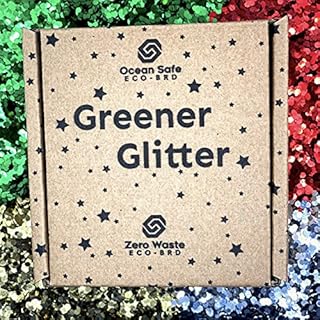 Greener Glitter 100% Plant not Plastic, No Guilt Biodegradable and Fully Compostable, Eco, Ocean Safe, Zero-Waste, Multi Pack (Chunky Grain) - Red, Green, Gold and Silver (40g Total)