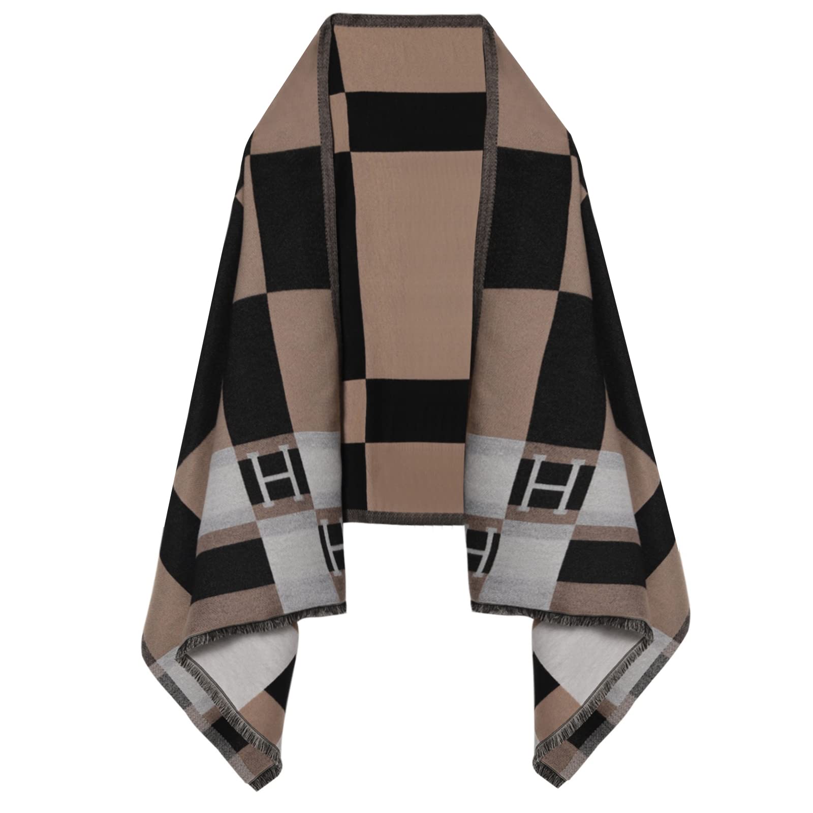 EXTREEScarfs for Women Pashmina Silky Shawl Wrap for Evening Dressing Horse Scarf Blanket Open Front Poncho Cape, H-series 7-brown, M