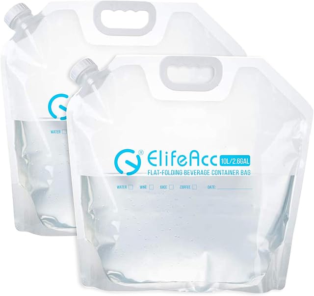 Collapsible Water Container Water Storage bag 2 Packs, Indoor or Outdoor Camping Backpack Emergency