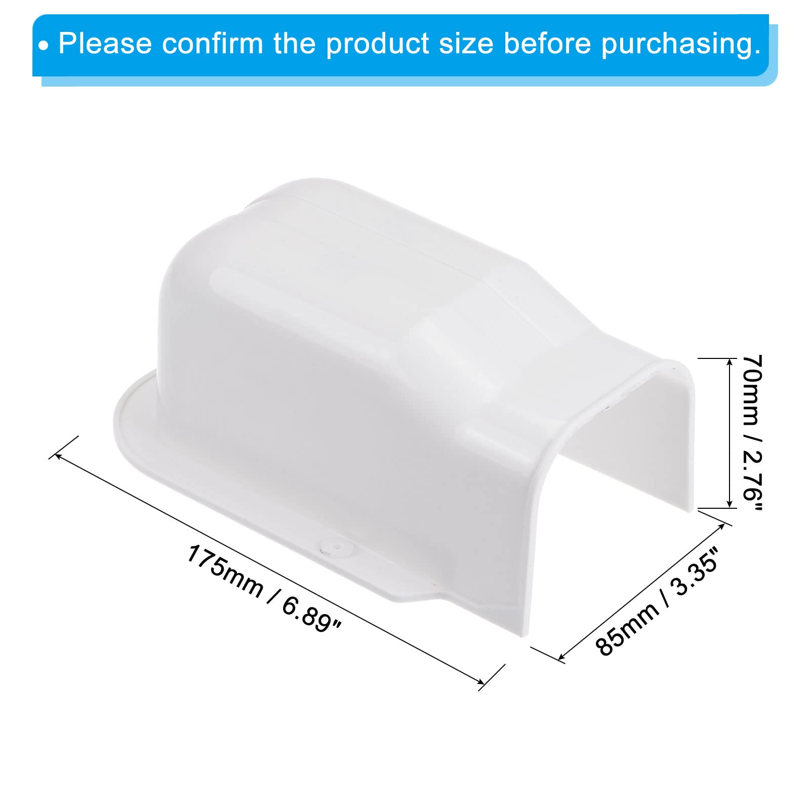 PATIKIL 3" PVC Decorative Line Cover, 2 Pack Wall Entry Cap Tubing Parts Accessories for Air Conditioner Central AC Heat Pump White - Image 2