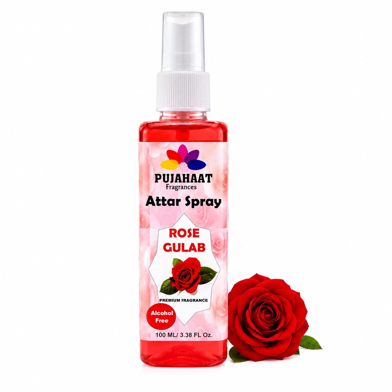 Rose Attar Spray by Pujahaat | 100ml Non Alcoholic Spray | Religious Mist | Air Freshener, Room Mist, Fabric and Linen Spray | Perfect for Prayer mats, beds, sofas, curtains (Rose)-image-45