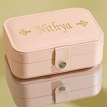 exciting Lives Personalised Jewellery Box - Gift for Teacher's Day, Diwali, Christmas Day, Birthday, Anniversary, For Sister, Girlfriend, PU Leather Storage Box with Dividers for Rings, Earrings