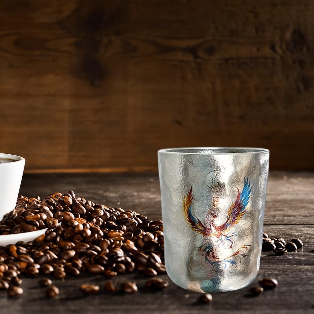 Mug Portable en Titane À Motif Dragon, Tasse À Café/bière Légère pour Boissons Froides, Idéale pour Maison Le Camping.