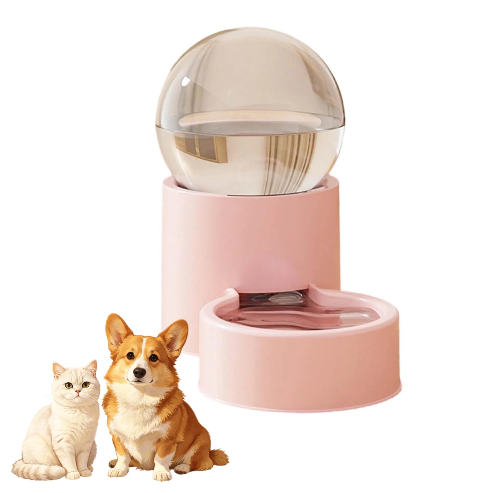 Cat Feeder and Water Dispenser Gravity, Cat Gravity Feeder, Pet Water Dispenser And Food Feeder, Cat Food Dispenser and Gravity Water Fountain for Cats Small Dogs Puppies Pets (Pink-Water Dispenser)