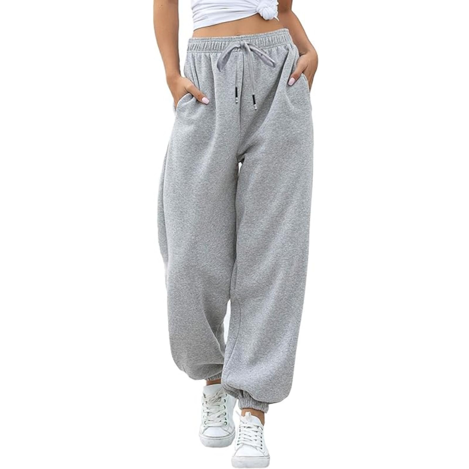 WPNMASNPWomens Sweatpants Baggy High Waisted Joggers Casual Workout Lounge Athletic Cinch Bottom Sweat Pants with Pockets