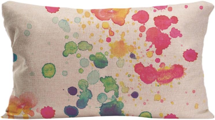 ALEX Throw Pillow Case Decorative Cushion Cover Cotton Linen Sofa Chair Seat Rectangle Pillowcase Design With Watercolor Drops Tattoo Custom Personalized Image Text Pillow Cover Sized 12X20 Inches