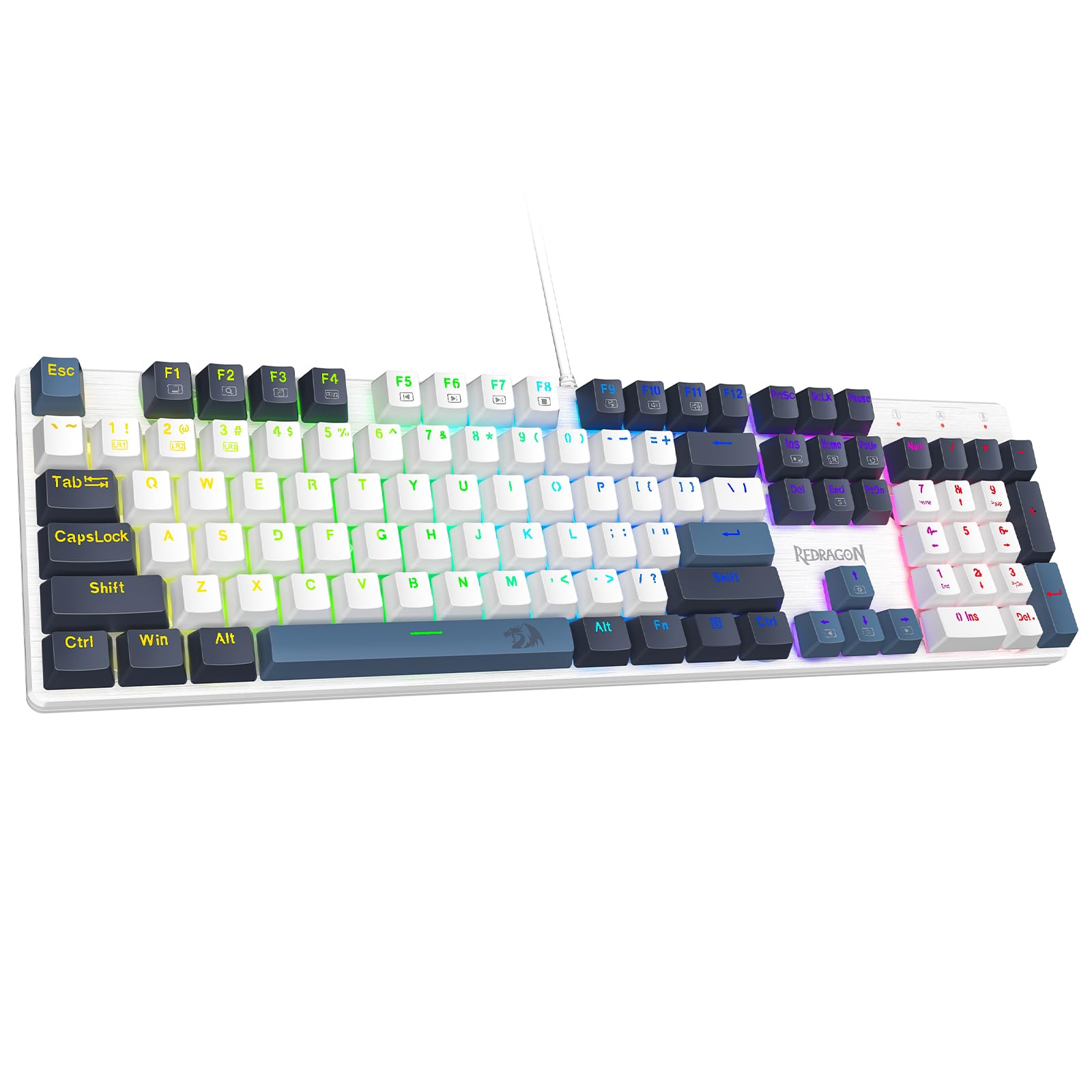 Redragon Mechanical Gaming Keyboard Wired, 11 Programmable Backlit Modes, Hot-Swappable Red Switch, Anti-Ghosting, Double-Shot PBT Keycaps, Light Up Keyboard for PC Mac, Blue-image-6