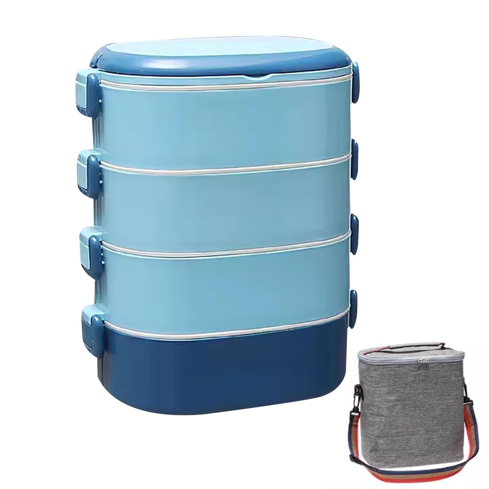 Fiambrera, Bolsa de Almuerzo Aislada, Lonchera Apilables de gran Capacidad, Fiambrera de Acero Inoxidable con Compartimentos, Fugas(Blue,Large)