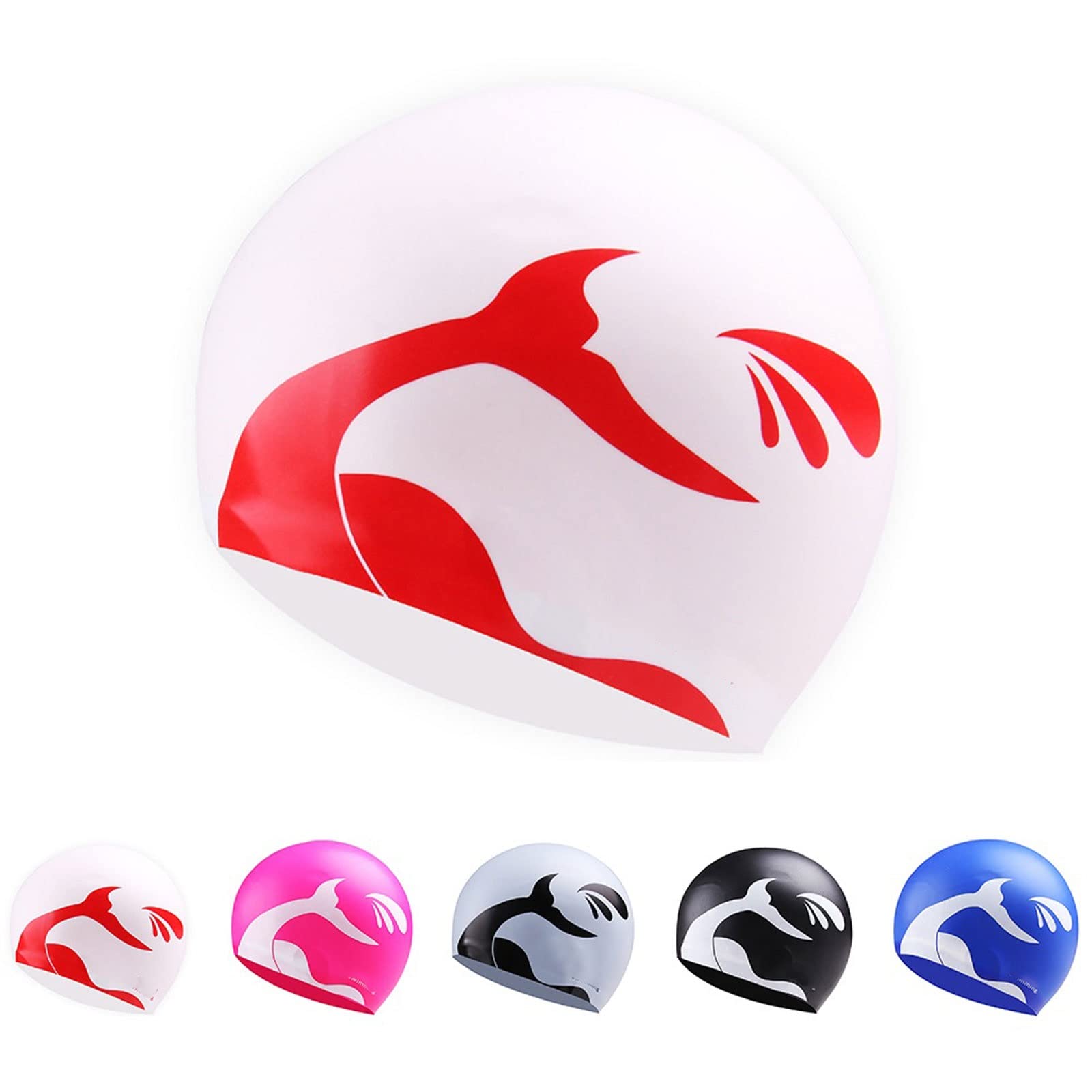 Cuffia da nuoto unisex in silicone impermeabile portatile stampato protezione alta elasticità viaggio sport adulto nuoto cuffia spiaggia leggera
