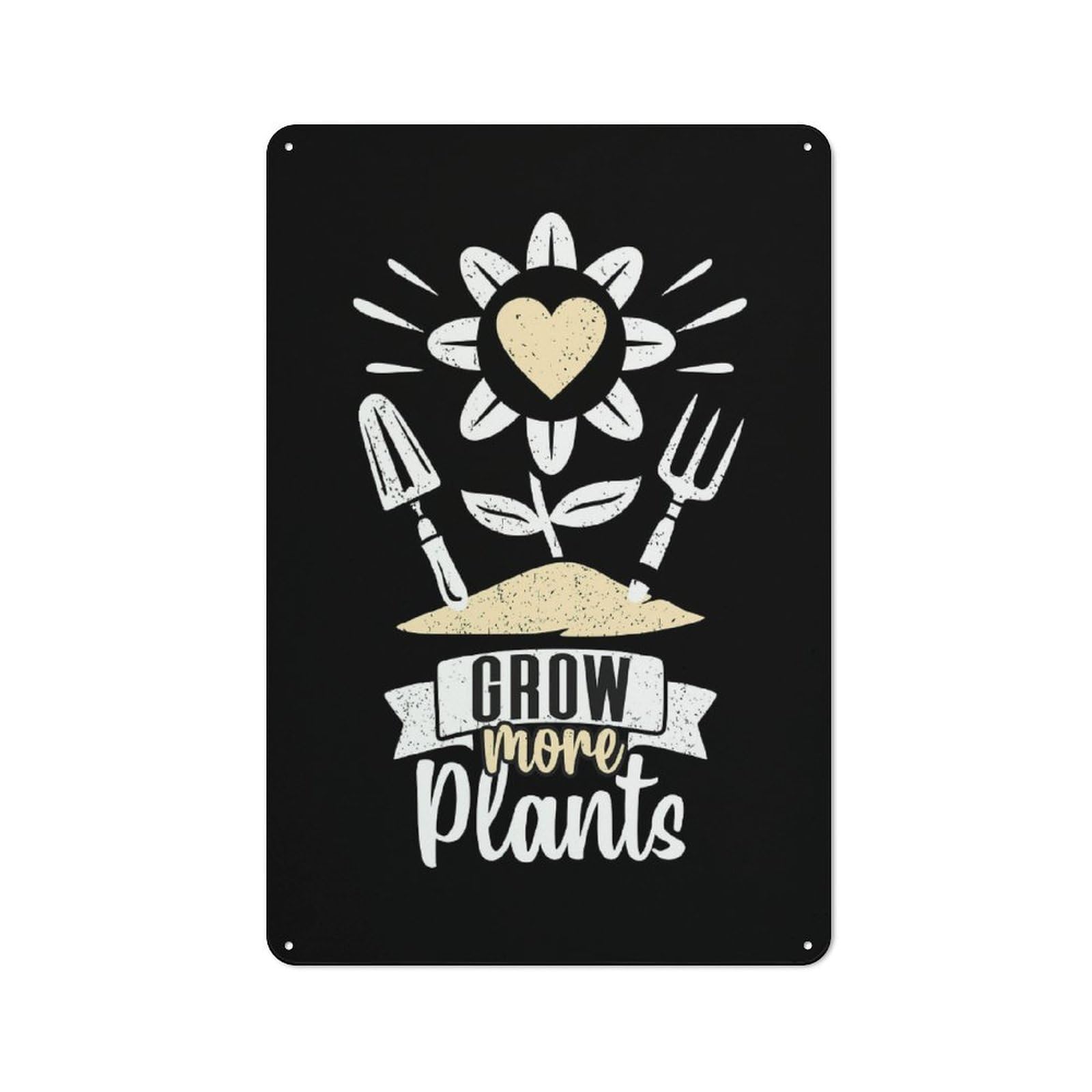 Junmoney Style-23 Grow More Plants Gardening Rustic Metal Sign 30X20cm For Dining Room Or Kitchen, Metal Sign Decor For Kitchens And Dining Spaces
