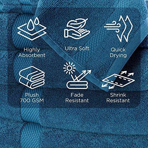 Villa Celestia 700 Gsm Blue Bath Towel, 100% Cotton Bath Towels Blue, Quick Dry Bath Towels, Plush Towel, Soft Bath Towels, Cotton Towels, Towel Set For Bathroom 27X54 Inches, Blue Towels Set Of 4 #TOP4