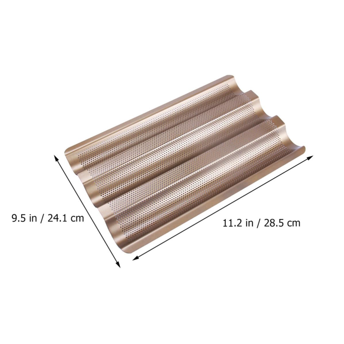 Ipetboom 2 Pièces Moule à Baguette Français en Acier au Carbone Antiadhésif 3 Vagues Perforées pour Cuisson Maison