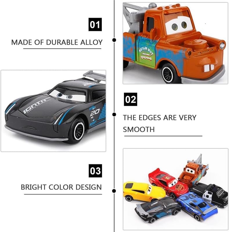Image of Play Boy Set of 6 Mini Metal Car Model Diecast Metal Alloy Pullback Toy Vehicle with Openable Doors Light and Music Car for Kids (Multicolor)