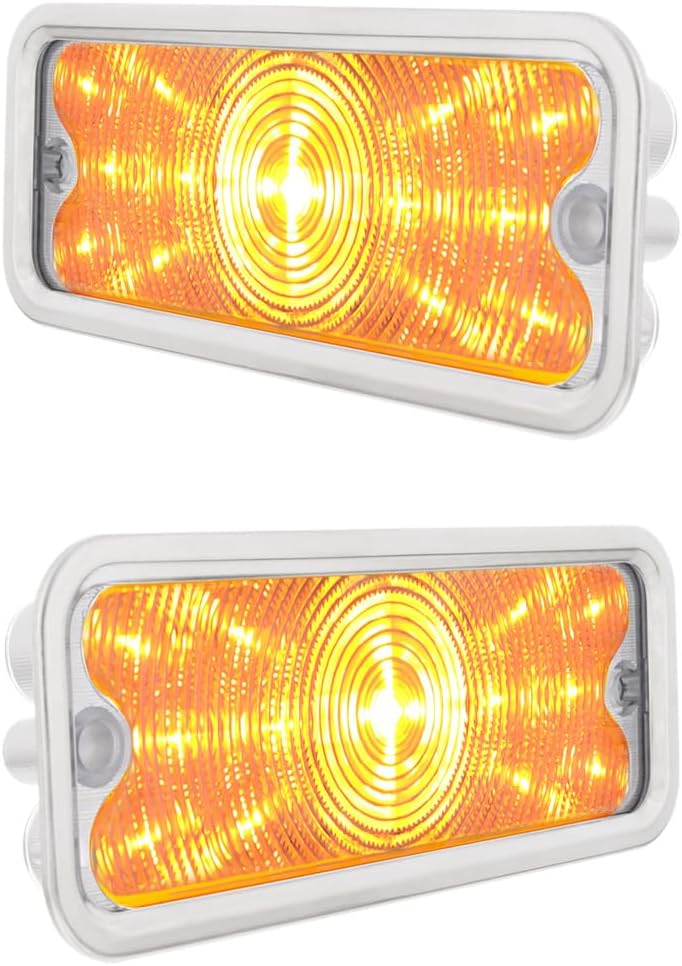 United Pacific 111109 17LED Front Parking Light w/SS Trim for 1973-80 Chevy/GMC Truck, Injection Molded, 1157 Plug – Clear Lens – ONE Set (Pack of 2)