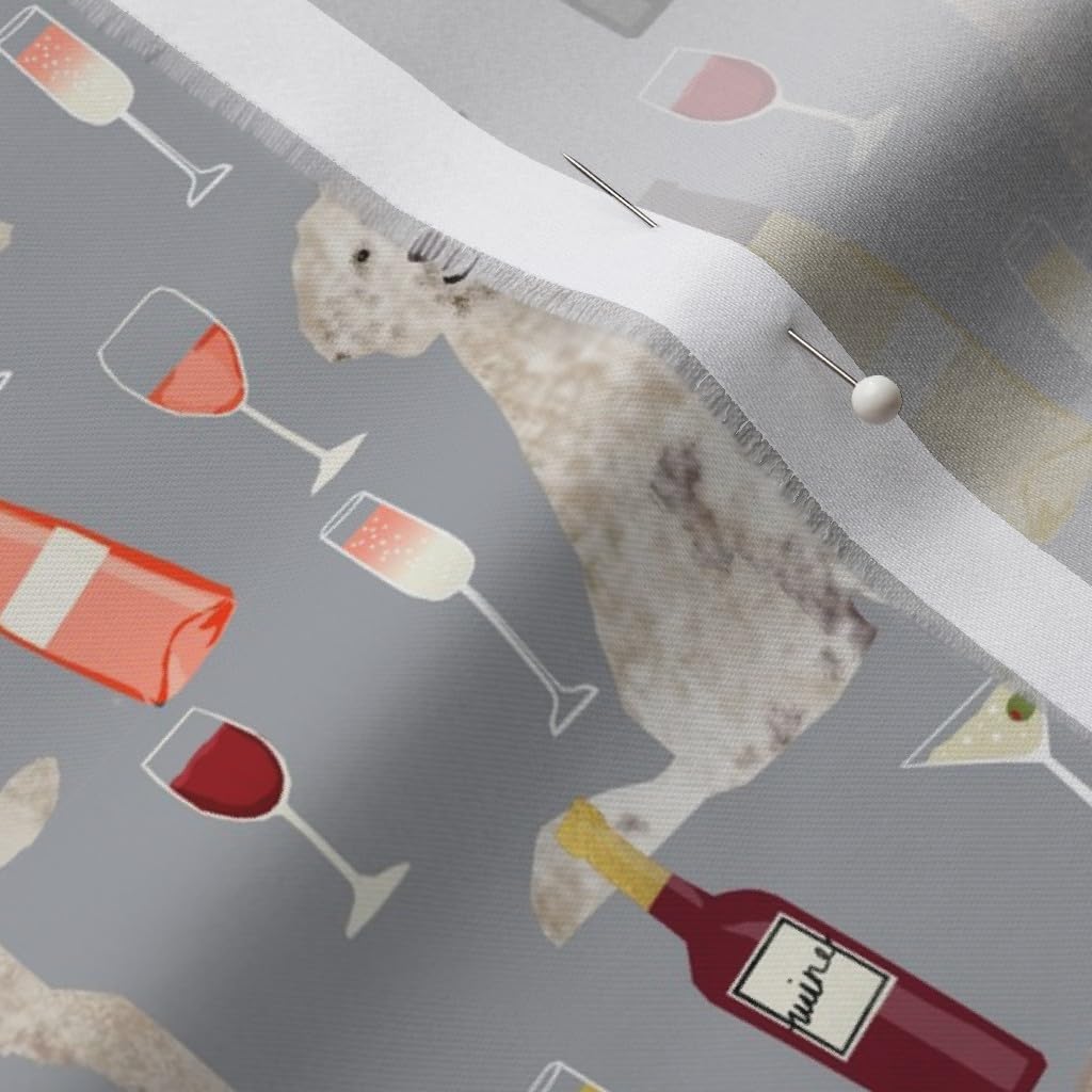 Spoonflower Fabric - Doodle Golden Wine Beer Dog Pattern Grey Dogs Pet Drink Portrait Printed on Organic Cotton Sateen Fabric by The Yard - Sewing Quilting Apparel Home Decor