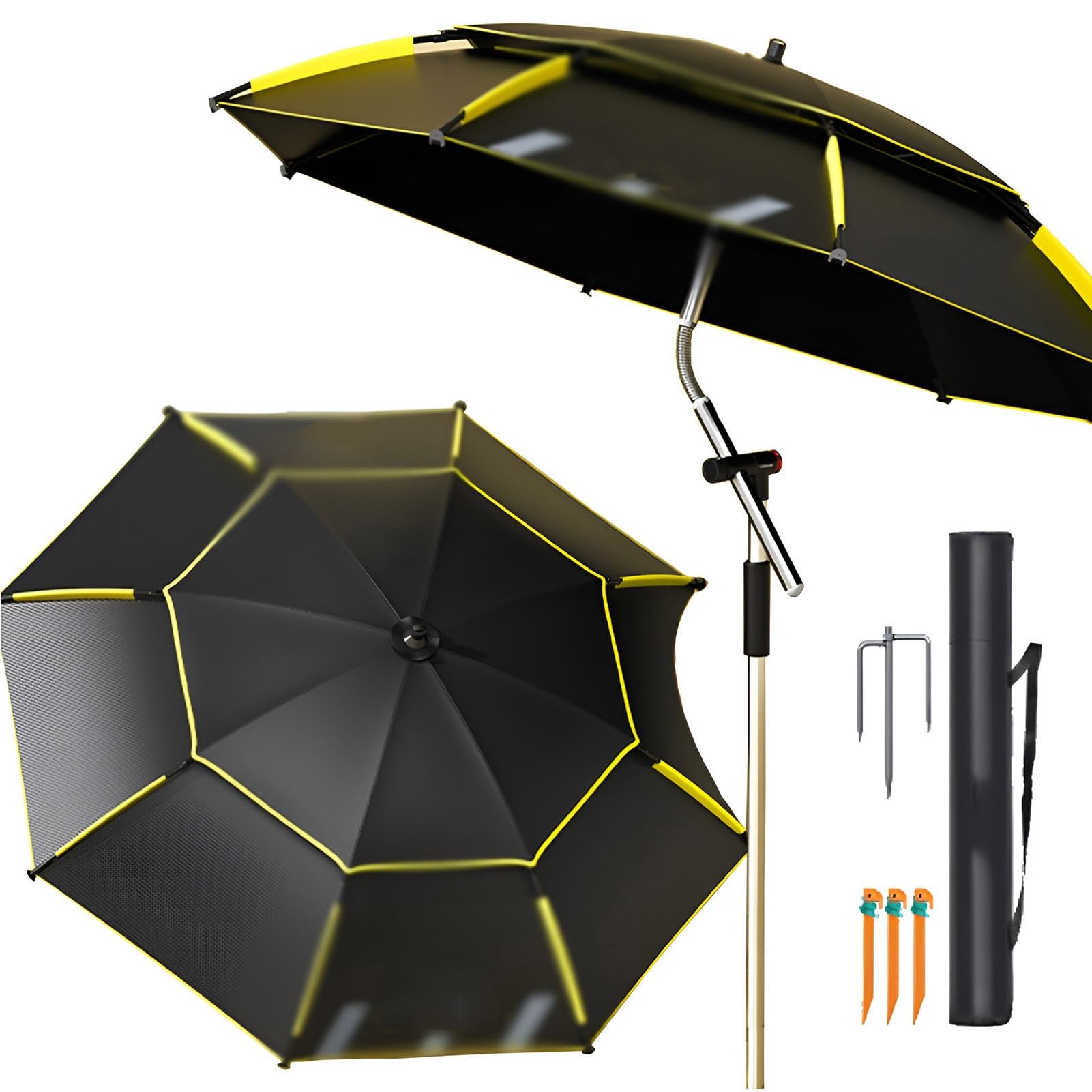 240 cm Przenośny Parasol Podróżny Parasol Wędkarski Pochylany Regulowany UV 50