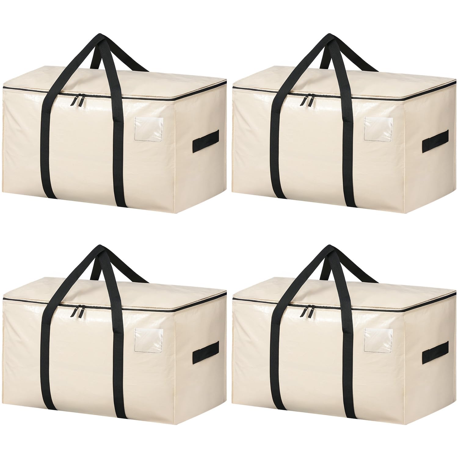 BAGAIL Heavy Duty Moving Bags with Strong Handle, Extra Large Moving Boxes, Storage Tote for Clothes, College Moving Supplies(Beige, 4 Pack)