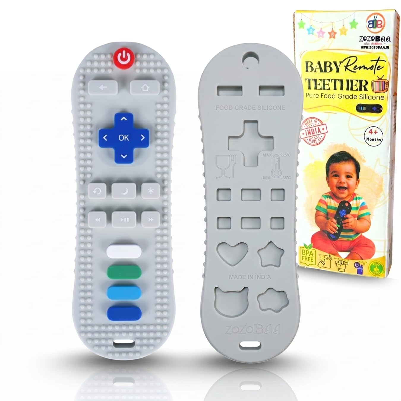 TV Remote Soft Silicone Teether for Baby Gums, Teething Toy for Babies, BPA Free, Pain-Relief, Non-Toxic, 100% Food Grade, Soothing & Smooth Edges Easy to Grasp Chewable -Grey (Pack of 1)-image-49