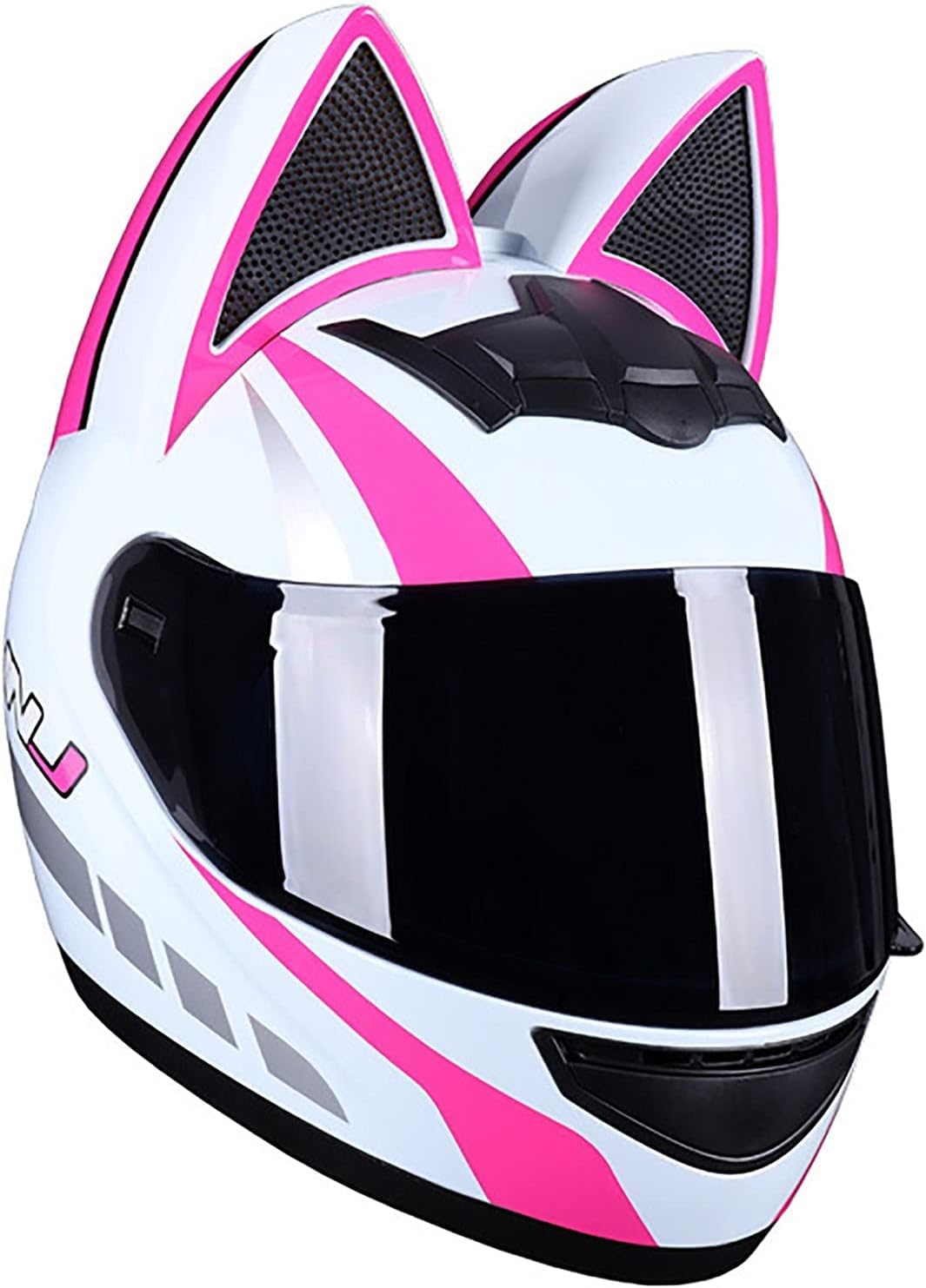 Casque moto intégral oreilles de chat noir modulable toutes saisons visière XL