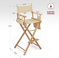 Vista 3 de OmySalon Silla de directores extra alta de 31 pulgadas, silla de maquillaje plegable portátil con bolsa de almacenamiento y reposapiés, profesional