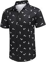 Vista 73 de COOFANDY Camisa casual con botones para hombre, manga corta, sin arrugas, camisa de verano