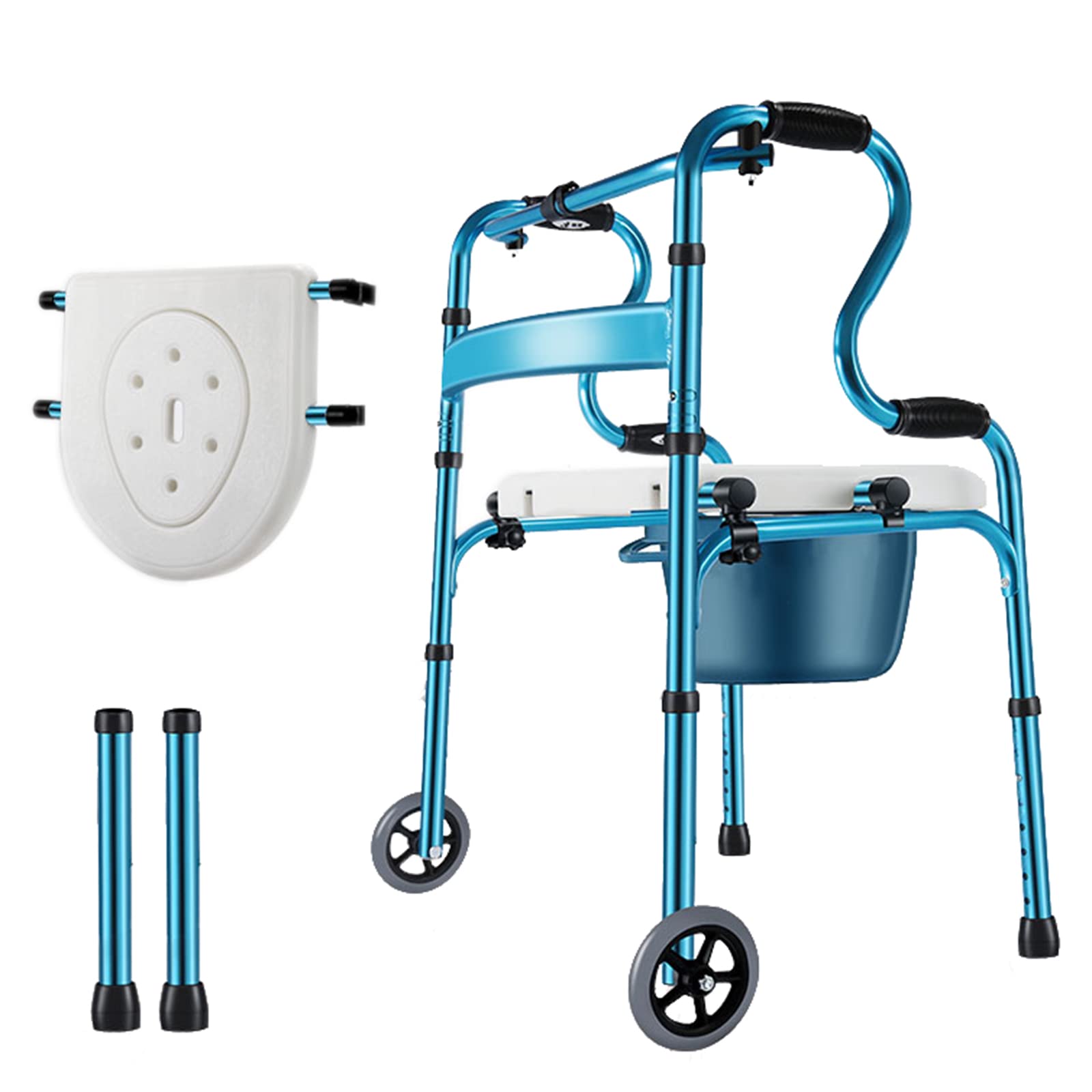 Andador para Personas Mayores, Plegable, Ligero, con 2 Ruedas, Altura Ajustable, Vertical, para Interiores, para Personas Mayores,Blue,D