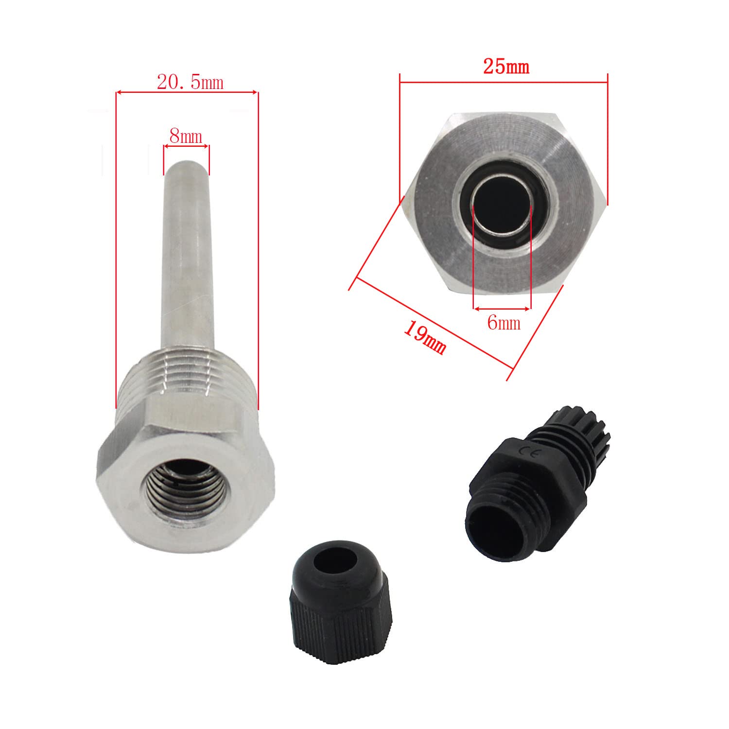 Termometro Koso Manicotto Di Immersione In Acciaio Inox Per Sensori Temperatura - Diametro 6 Mm, Lunghezze 30-300 Mm Manicotto Per Termocoppia Industriale - Foto 12