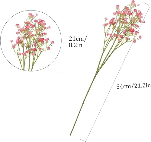 Miniatura 130 de N&T NIETING Babys Breath - Flores artificiales blancas, 10 ramos de gypsophila falsas de tacto real, arreglo de aliento de bebés para bodas