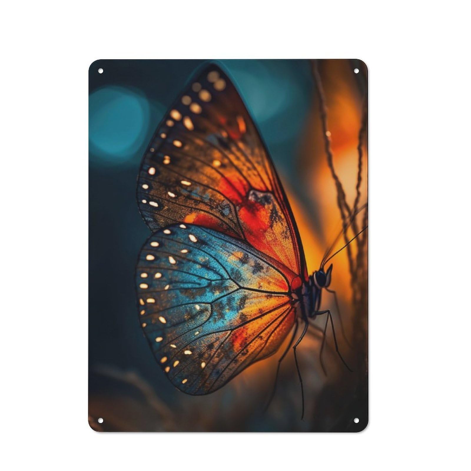 Junmoney Space Butterfly Vintage Tin Sign 40X30cm For Hobby Room Or Studio, A New Home Present For Creative Interior Collectors