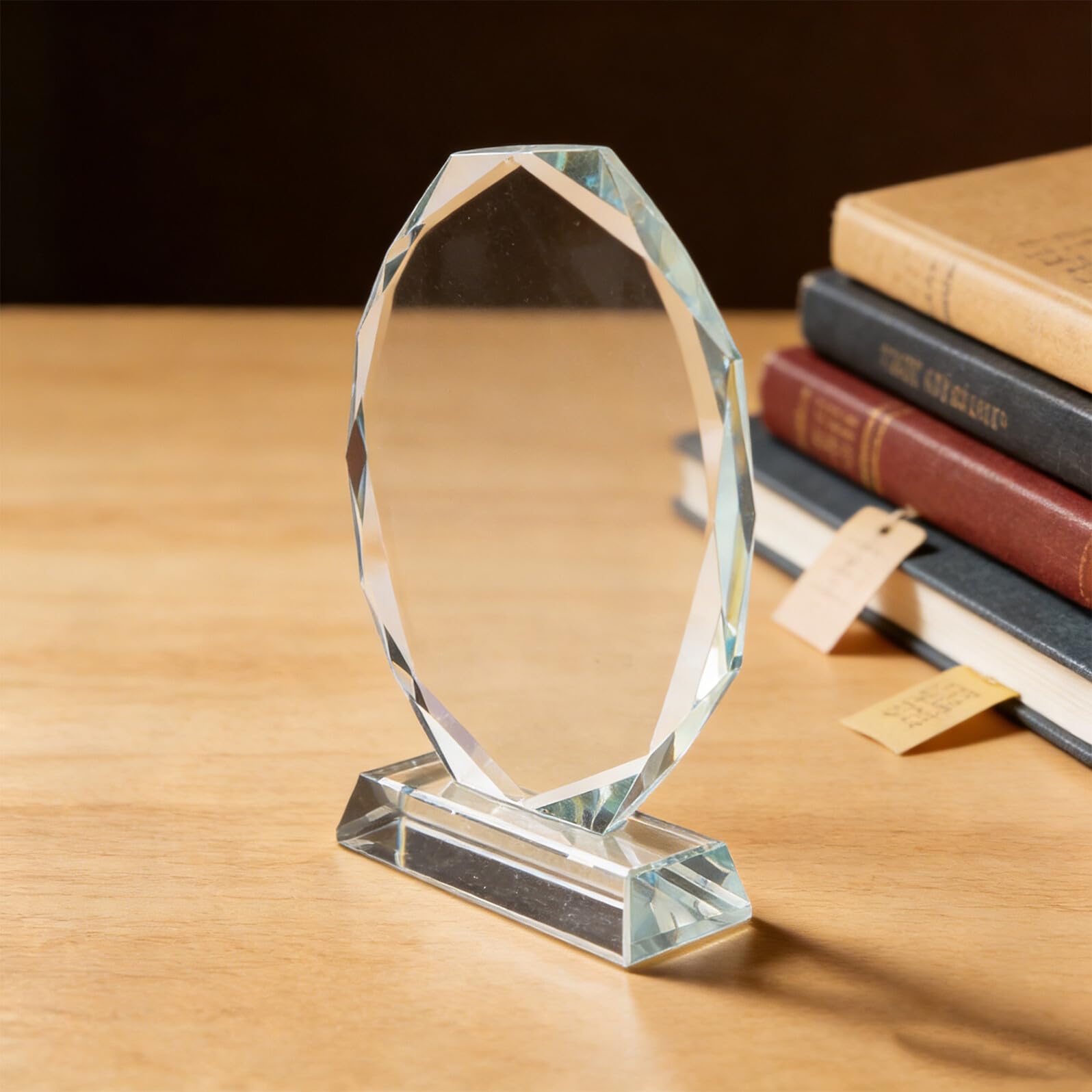 Trofeo de Cristal Octogonal 160mm Transparente, Placa de Premio al Logro para Reconocimiento Empleados, Premio de Cristal para Jubilación y Medalla de Agradecimiento