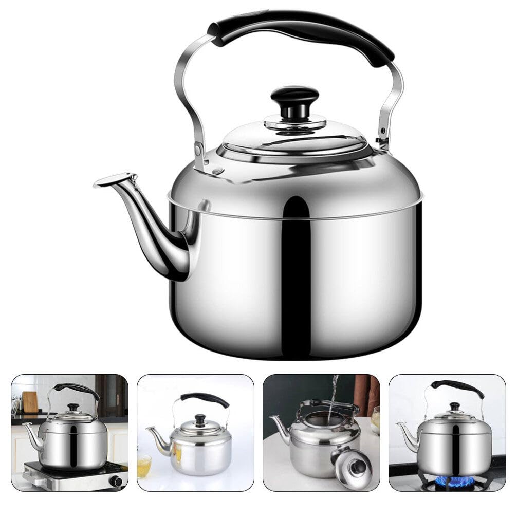 Tetera Silbante de Acero Inoxidable para Estufa 4l Plata