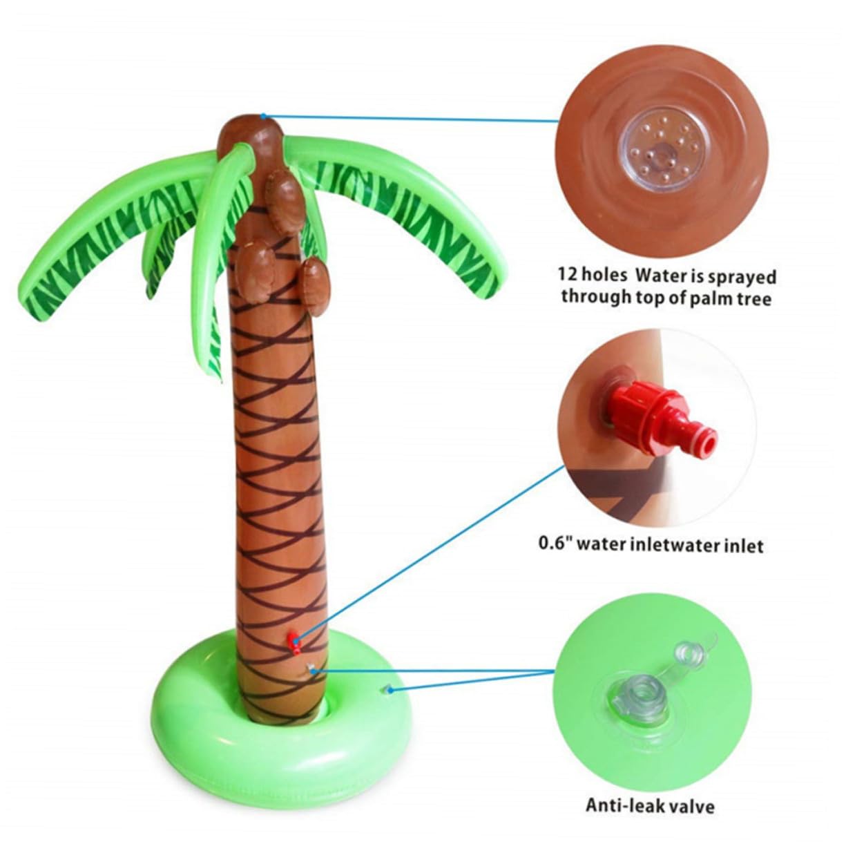 ORFOFE Jouet d'Arrosage Gonflable en PVC de Cocotier pour Garçon et Filles, Léger et Portable, pour Jeux d'eau en Extérieur sur Pelouse