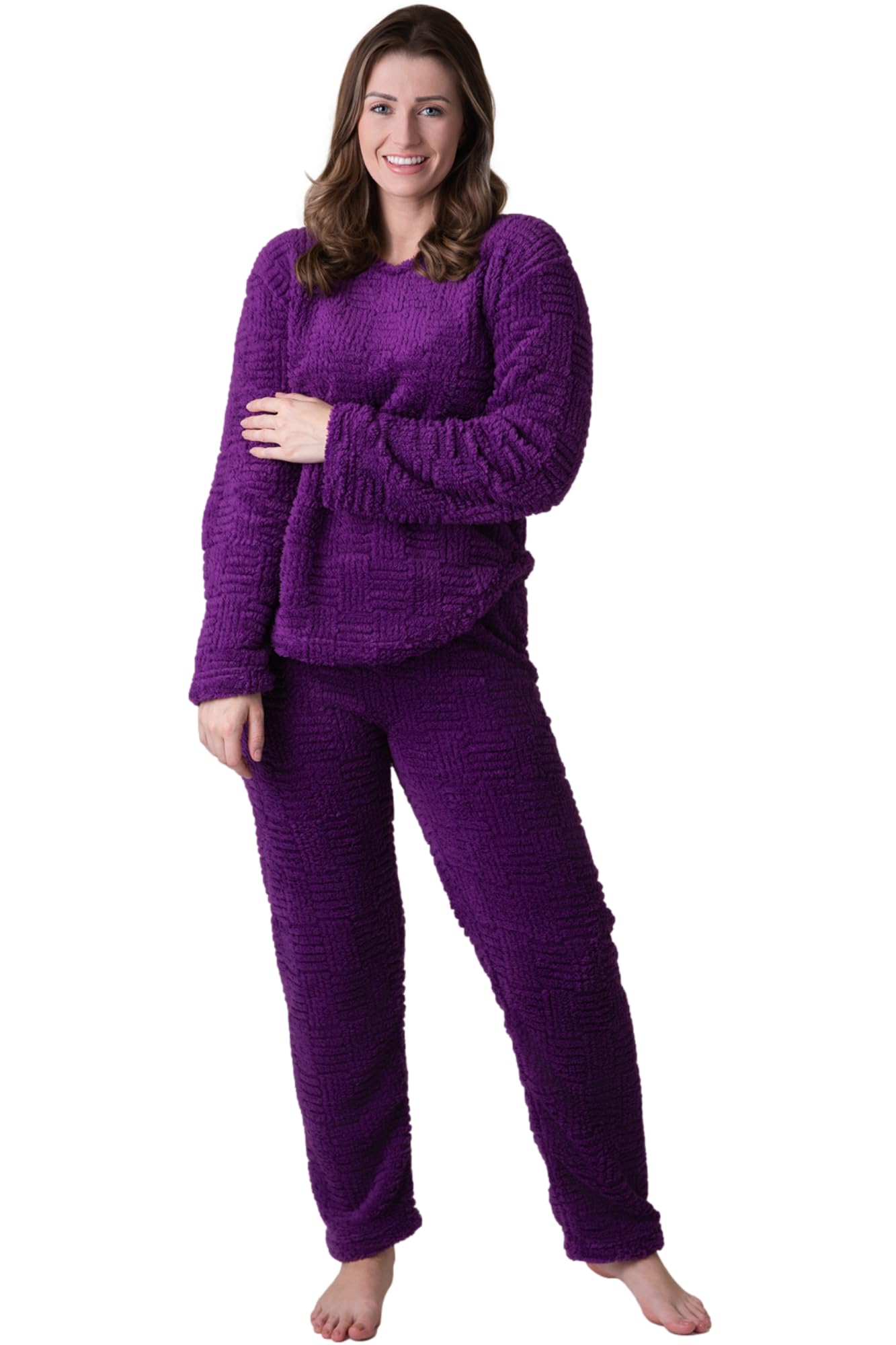 Camille Women's  Supersoft Textured Woven Pattern Fleece Pyjamas in Size 18/20, BrandAlley