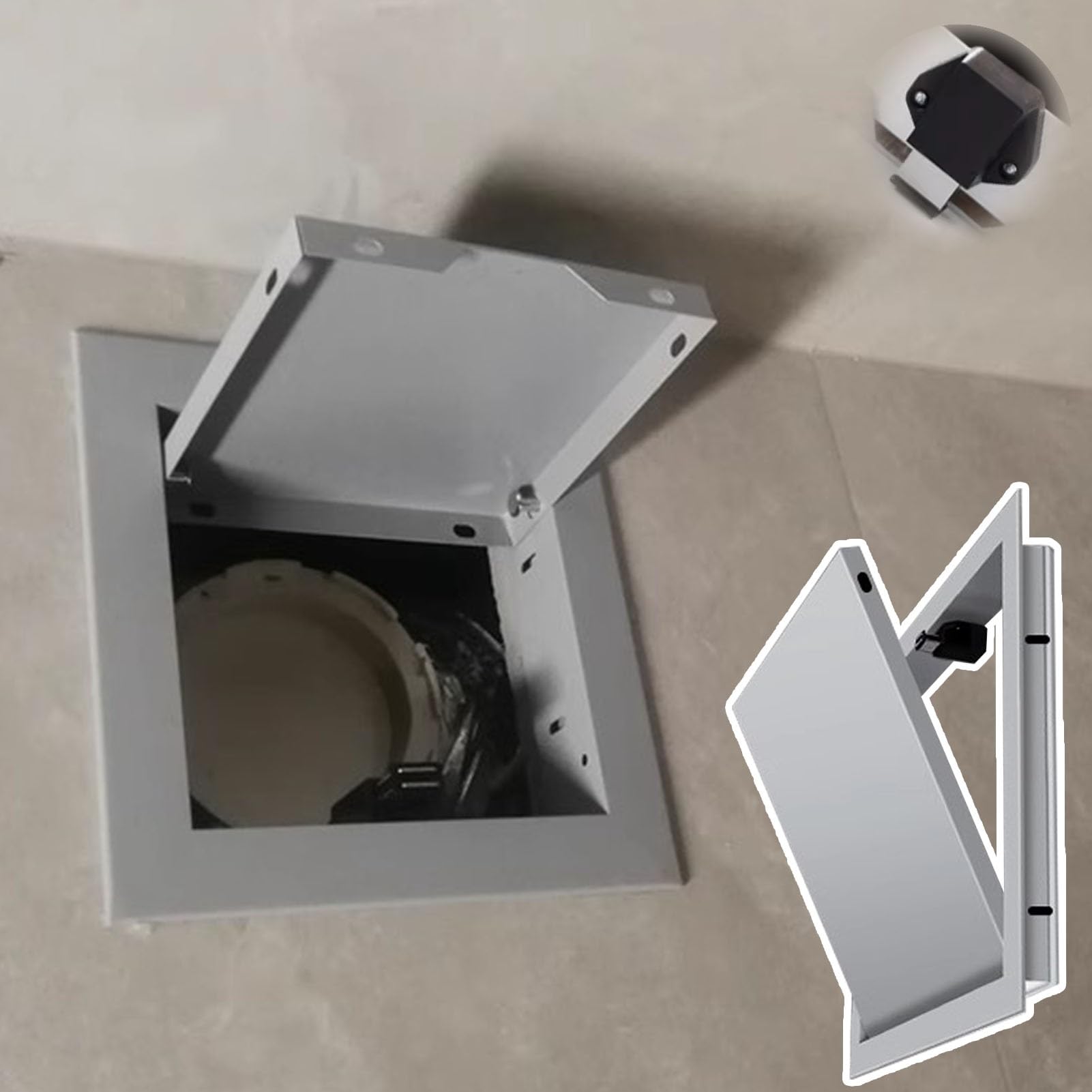 Porte d'accès magnétique grise pour inspection de plomberie Couvercle de trappe murale facile avec panneau de compteur électrique Solution d'accès pratique durable pour les entrepreneurs et les