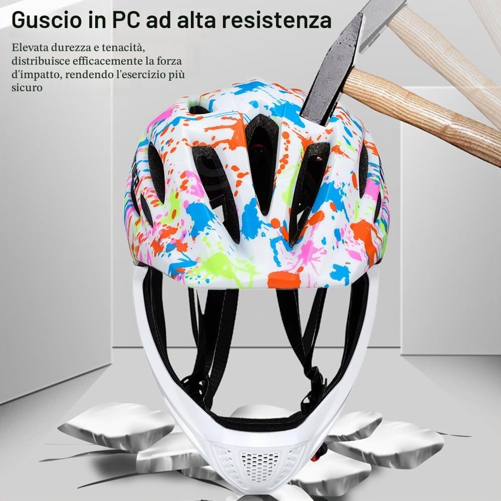 Lixada Casco integrale da bici per bambini, leggero, staccabile, con luce LED, per MTB, skateboard, scooter, pattinaggio, ciclismo, 46-54 cm