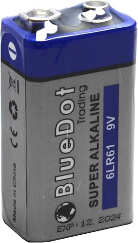 Miniatura 2 de BlueDot Trading Baterías alcalinas resistentes de 9 voltios para detectores de humo y monóxido de carbono, dispositivos de seguridad y alarmas de