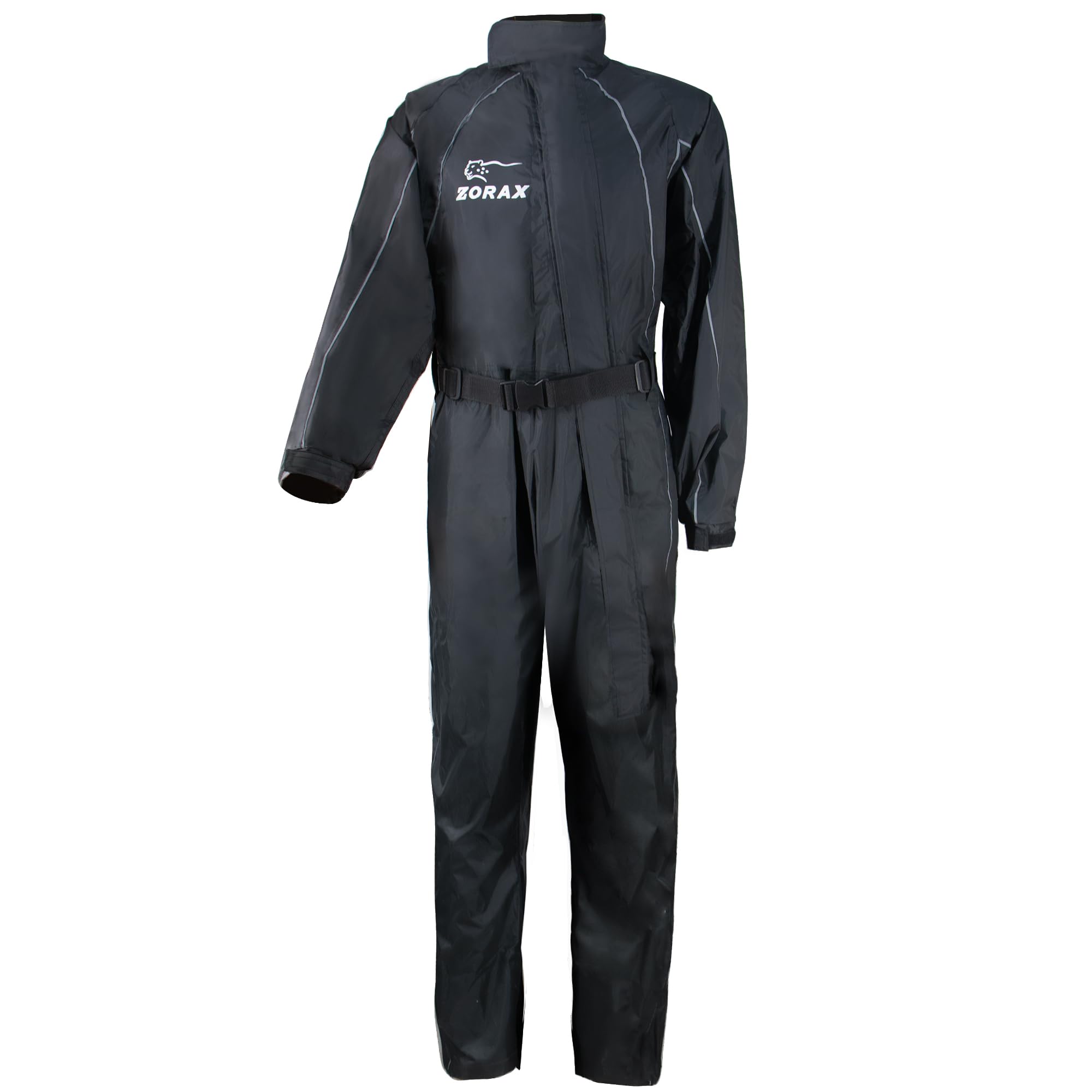 Zorax Wasserdichter winddichter Motorrad-Regenanzug für Herren, Regenbekleidung, Regenmantel, Tragetasche, reflektierende Streifen, Schwarz , 4X-Large