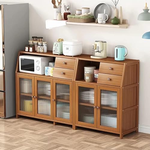 Baveke Sideboard Buffet Cabinet With Storage, Bamboo Kitchen Storage Cabinets, Cupboard Console Table & Accent Coffee Bar Cabinet With 2 Drawers For Dining Room Hallway Living Room, Brown #TOP6