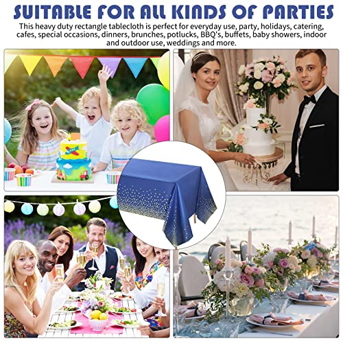 Tegeme Plastic Tablecloth For Parties Disposable Gold Stamping Dot Confetti 108 X 54 Inch Plastic Tablecloth For Birthday Party Wedding Dinner Decors Rectangle Tabless(Navy Blue, Gold,2 Packs) #TOP6