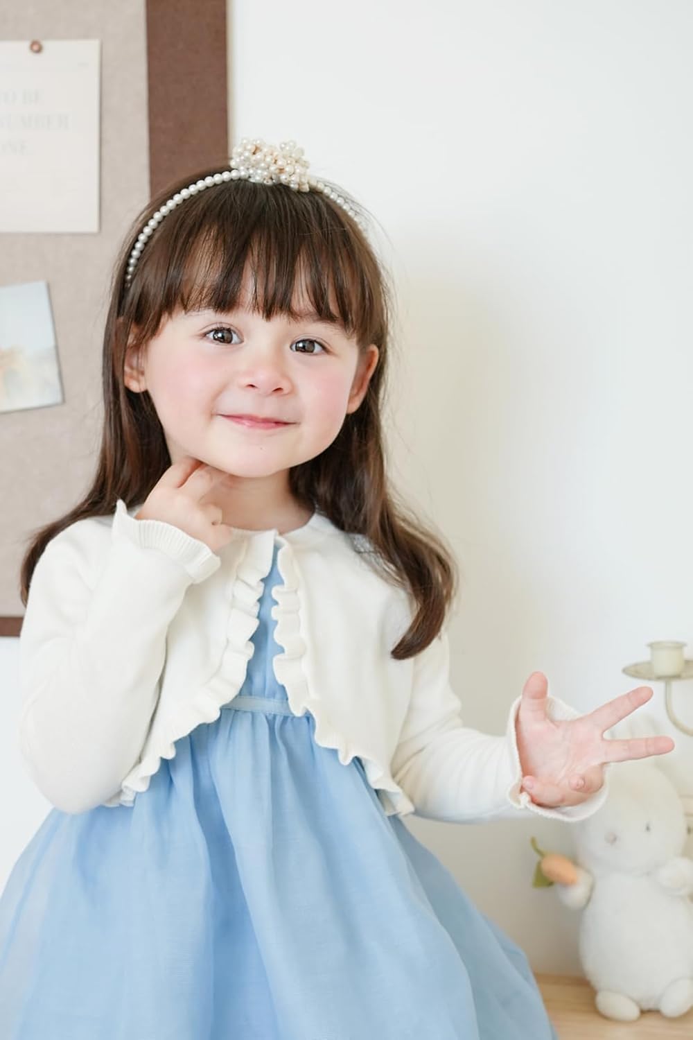 Toddler Girls Cardigan Sweater Bolero Shrug Baby Kids Long Sleeve Cropped Dress Up Button Closure Jacket Tops - Image 2