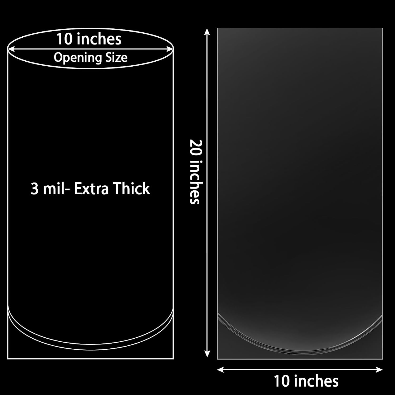 Live Fish Bags, 10x20” Round Bottom Double Seal Clear Fishery Bags, Leak-Proof Fish Transport Shipping Bag, HDPE Bag for Freshwater & Saltwater (Ultimate 3 mil, 50 Pack)