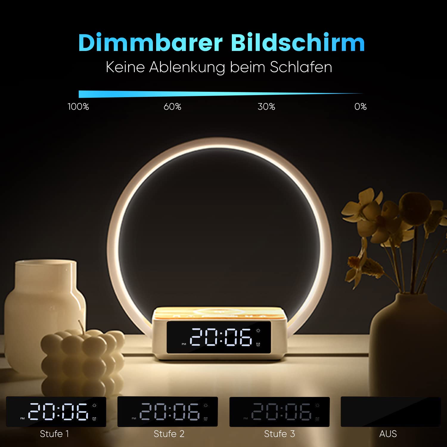 WILIT LED Nachttischlampe mit Ladefunktion 10W, Lichtwecker Tischlampe Touch Dimmbar, Warmes Nachtlicht mit Wireless Charger für Schlafzimmer, Gelb
