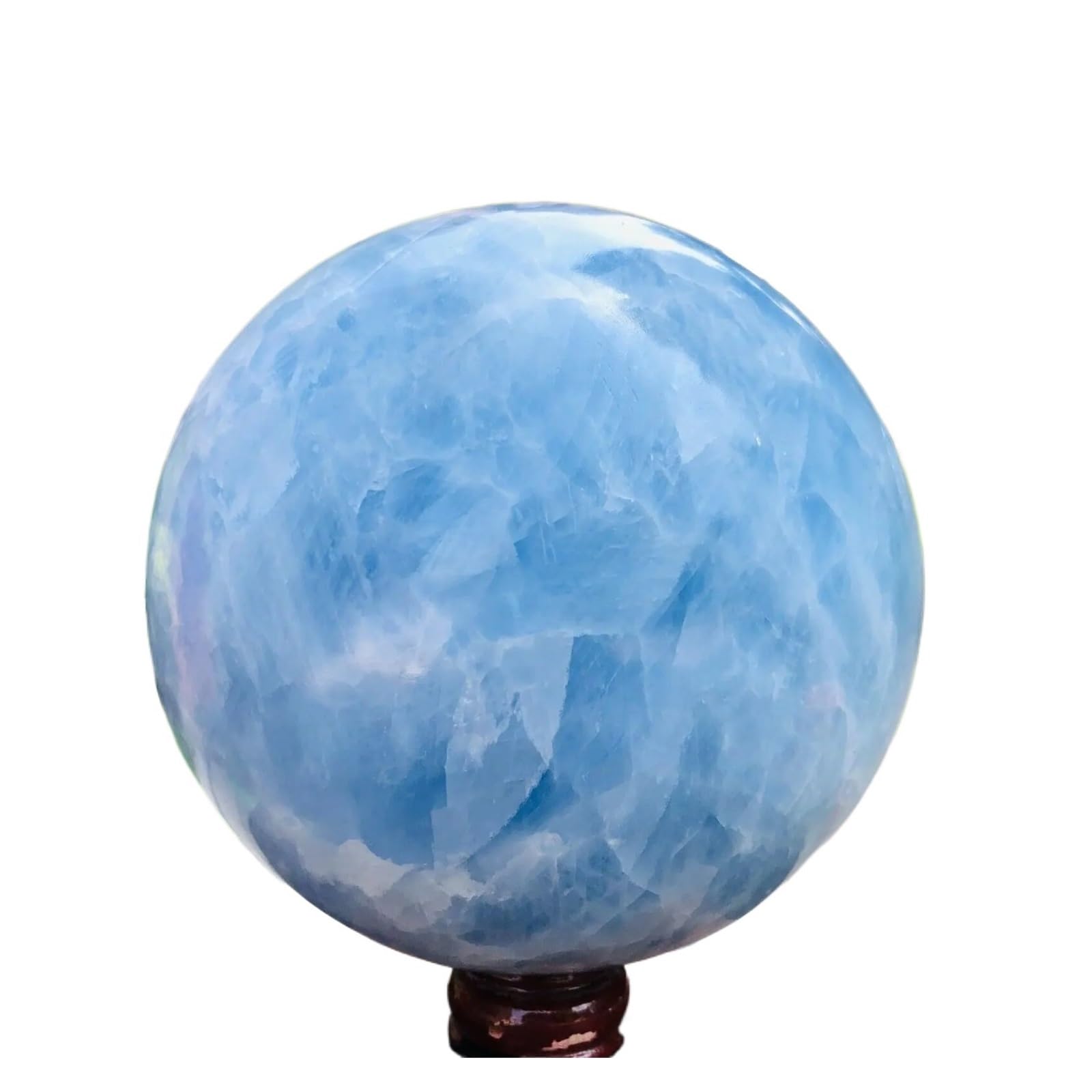 AARTERZZA 1pcs 400-500g Blue Calcite Quartz Ball, Crystal Stone