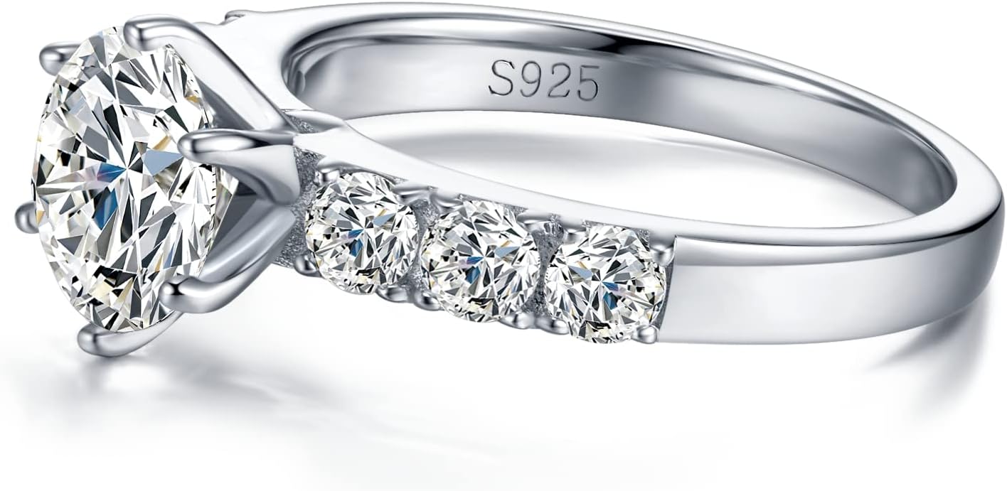 Atylyk 2 Carat Moissanite Engagement Ring Wedding Promise Gold-plating Sterling Silver Rings for Women - Image 5