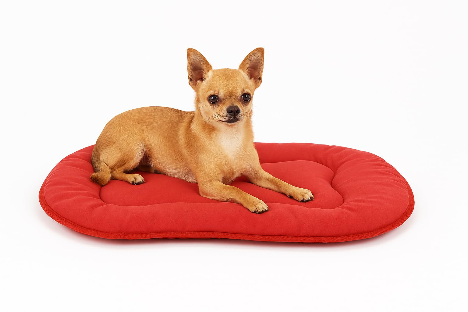 Coussin Chien - Coussin Chat - 45x33x3cm - Idéal pour Chihuahua, Yorkshire Terrier, Spitz Nain, Caniche Toy & Bichon Maltais - Flamingo Coussin Firenze Ovale Rouge